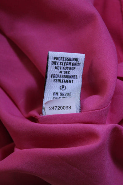 Tibi Womens Pink Ruffle V-Neck Open Back Sleeveless Shift Dress Size S