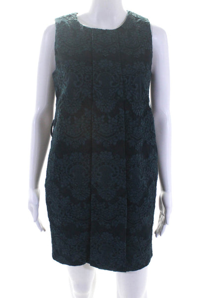 Robert Rodriguez Womens Teal Textured Crew Neck Sleeveless A-Line Dress Size 4