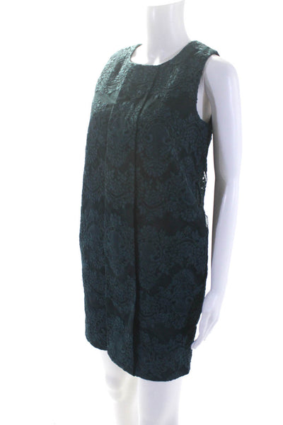 Robert Rodriguez Womens Teal Textured Crew Neck Sleeveless A-Line Dress Size 4