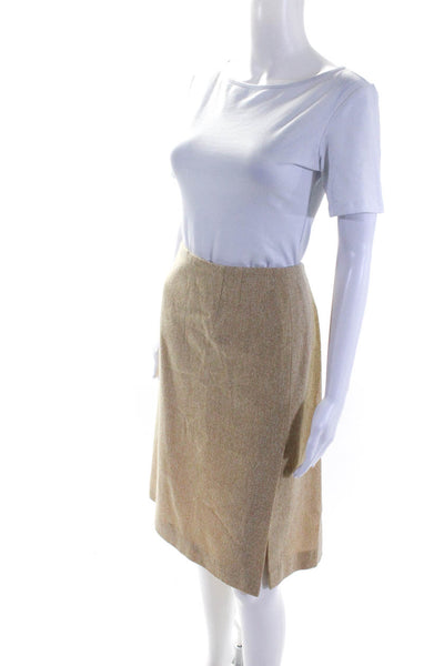 Rena Lange Womens Brown Wool Zip Back Lined Midi Pencil Skirt Size 42