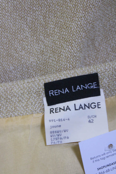 Rena Lange Womens Brown Wool Zip Back Lined Midi Pencil Skirt Size 42