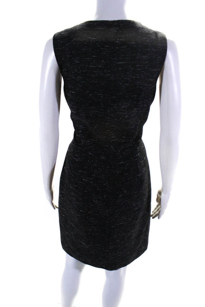 David Meister Womens Black Wool Textured V-Neck Sleeveless Shift Dress Size 8