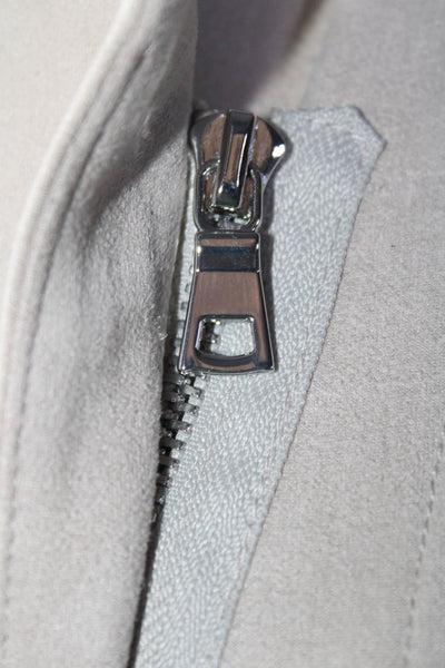 Fifteen Twenty Womens Faux Suede Asymmetrical Zip Moto Jacket Ivory Size Small