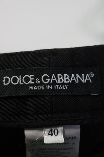 Dolce & Gabbana Womens Mid Rise Slim Leg Chino Dress Pants Black Size IT 40