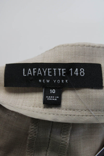 Lafayette 148 New York Womens Mid Rise Cropped Slim Leg Pants Beige Size 10