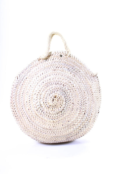58 Edit by Marrakech Womens Woven Straw Round Top Handle Tote Handbag Natural