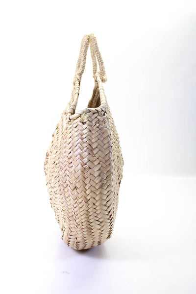 58 Edit by Marrakech Womens Woven Straw Round Top Handle Tote Handbag Natural