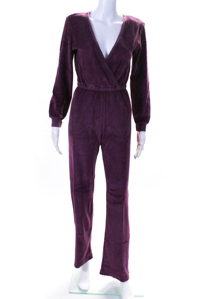 Suzie Kondi Womens Velour V-Neck Jumpsuit Fw21-1 Plum Size Xs