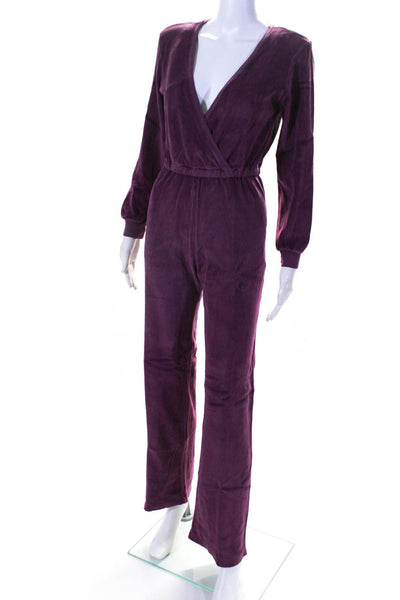 Suzie Kondi Womens Velour V-Neck Jumpsuit Fw21-1 Plum Size Xs