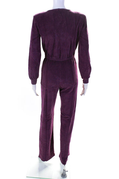 Suzie Kondi Womens Velour V-Neck Jumpsuit Fw21-1 Plum Size Xs