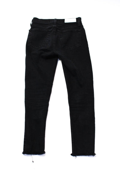 Re/Done Women's Button Fly Five Pockets Skinny Denim Pant Black Size 25