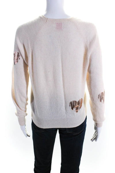 Brodie Women's Crewneck Long Sleeves Pullover Cashmere Sweater Beige Size S