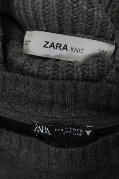 Zara Womens Crew Mock Neck Sweaters Gray Size Small Lot 2