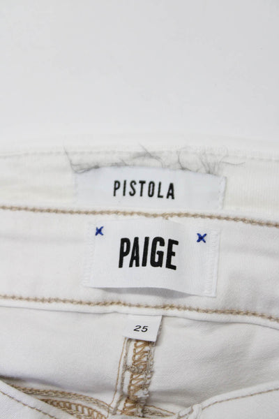 Paige Pistola Womens Cotton Denim Low-Rise Skinny Leg Jeans White Size 25 Lot 2