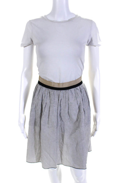 Rag & Bone Womens Pinstripe Print Knee Length A-Line Skirt White Black Size 2