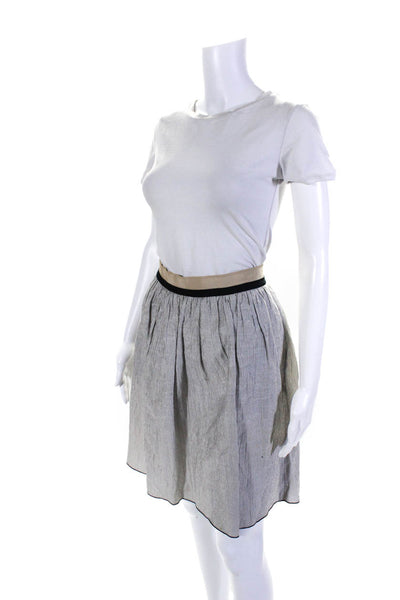 Rag & Bone Womens Pinstripe Print Knee Length A-Line Skirt White Black Size 2