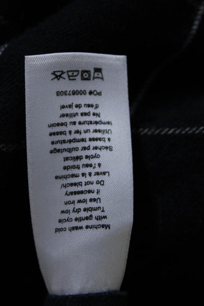 Rag & Bone Womens Windowpane Print Collared Button Down Shirt Navy Blue Size XS