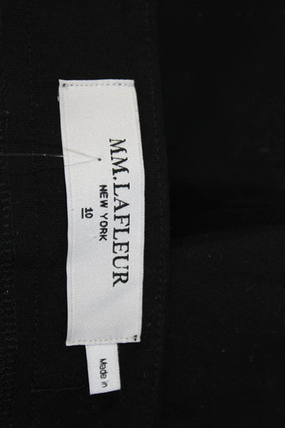 M.M. Lafleur Womens Side Zip High Rise Straight Cropped Pants Black Cotton 10