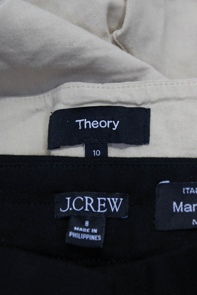 J Crew Theory Womens Pleated Straight Leg Pants Brown Black Size 8 10 Lot 2