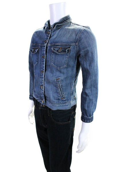 J Crew Men's Cotton Button Down Relaxed Denim Jacket Blue Size S