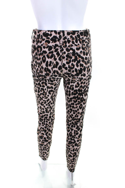 Paige Womens Brown Leopard Print High Rise Straight Hoxton Ankle Jeans Size 26