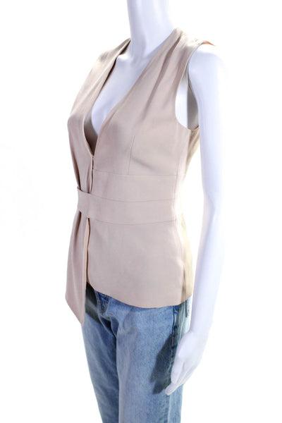 Intermix Womens Blush V-Neck Asymmetric Sleeveless Zip Back Blouse Top Size S