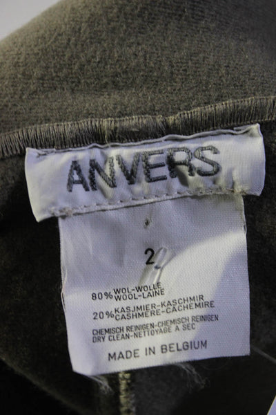 Anvers Womens Long Knit Unlined Peacoat Jacket Brown Wool Size 2