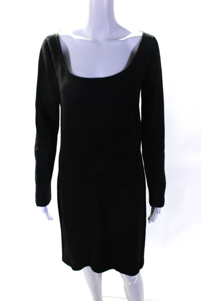 E+J Womens Scoop Neck Long Sleeve Sweater Dress Dark Gray Cashmere Size Medium