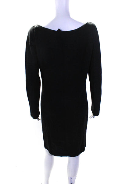 E+J Womens Scoop Neck Long Sleeve Sweater Dress Dark Gray Cashmere Size Medium