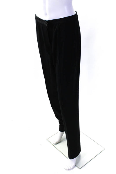 Metradamo Womens Mid Rise Slim Leg Pleated Twill Dress Pants Black Size IT 46