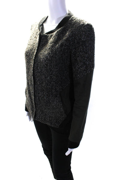 Thakoon Addition Women's Long Sleeves Full Zip Cropped Jacket Black Size 6