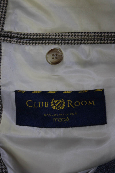 Club Room Men's Collar Long Sleeves Line Plaid Jacket Size 42