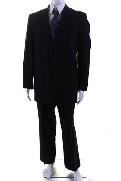 English Manor Men's Two Piece Pinstripe Pant Suit Blue Size 38