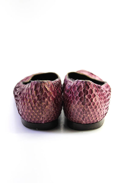 Devi Kroell Women's Python Snakeskin Pointed Flats Fuchsia Size 9