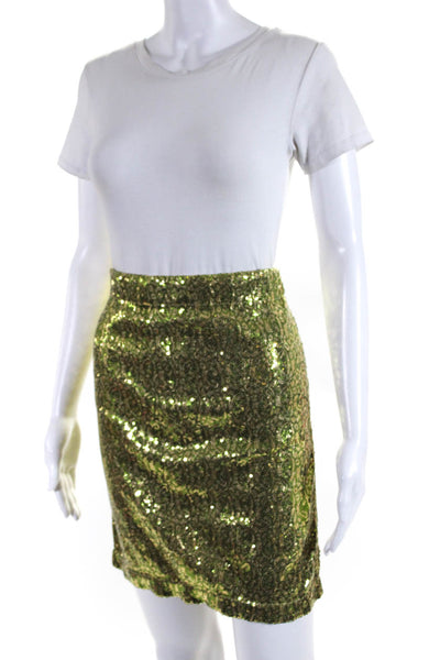 Pink Tartan Women's Pull-On Sequin Mini Skirt Green Size XS