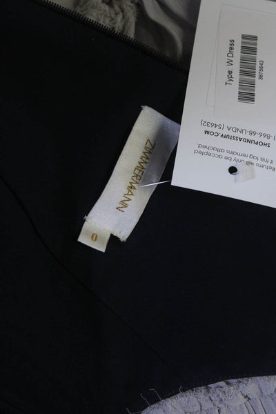 Zimmermann Womens V Neck Spaghetti Strap Midi Sheath Dress Navy Silk Size 0
