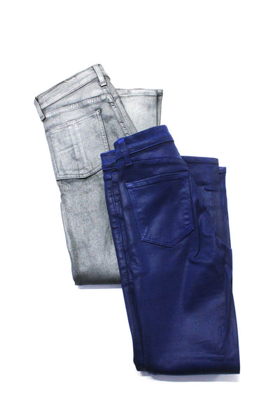 Rag & Bone J Brand Womens Waxed High Rise Skinny Jeans Blue Silver Size 23 Lot 2