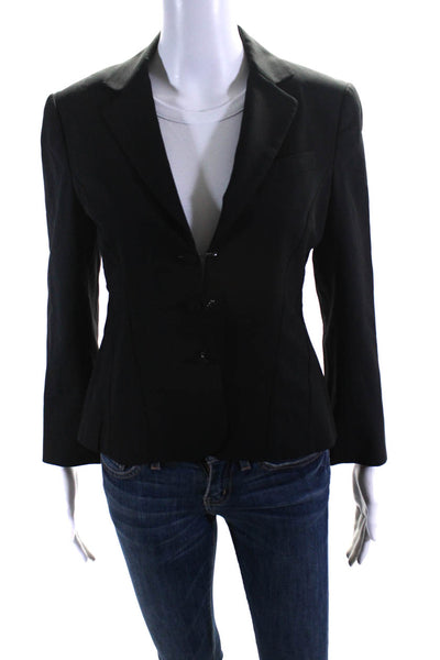 Theory Womens Wool Chained Buttoned Long Sleeve Darted Blazer Black Size 8