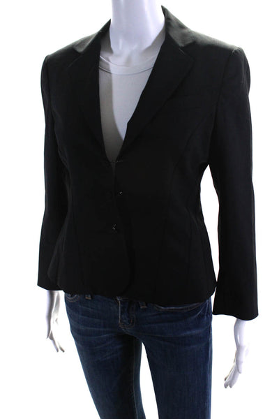 Theory Womens Wool Chained Buttoned Long Sleeve Darted Blazer Black Size 8