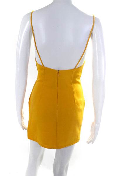 Superdown Womens Darted Zip Spaghetti Strap Side Slit Mini Dress Yellow Size 2XS