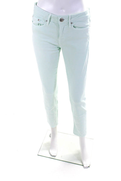 Vince Womens Cotton Buttoned Zipped Colored Skinny Leg Pants Blue Size EUR27