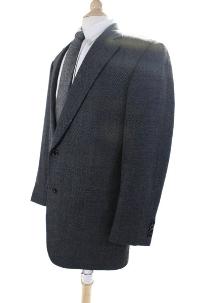 Samuelsohn Mens Two Button Blazer Jacket Black Wool Size 42 Long