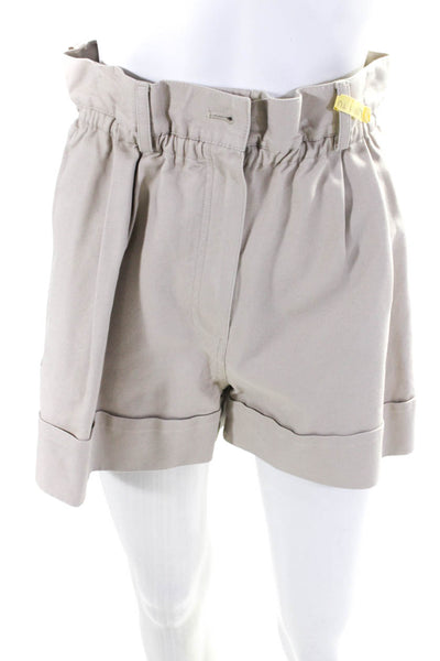 Scanlan Theodore Womens Paper Bag Waist High Rise Khaki Shorts Beige Size 2