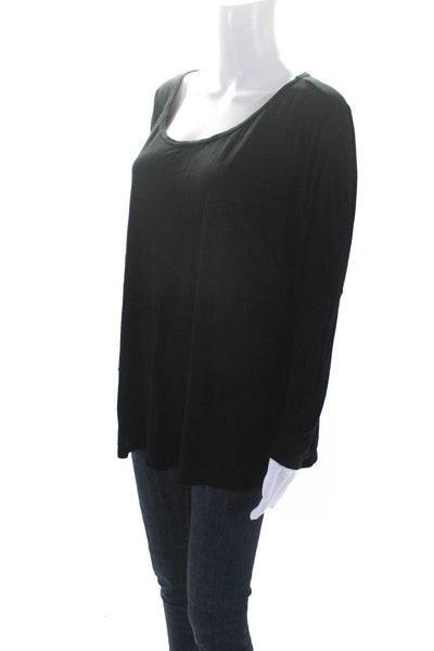 Michael Lauren Womens Black Scoop Neck Long Sleeve Oversized Knit Top Size L