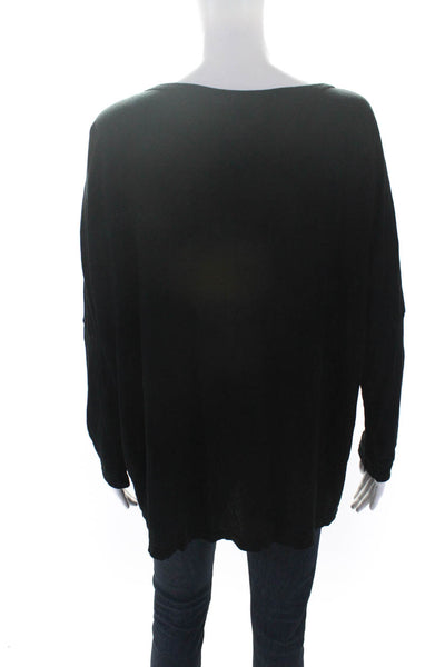 Michael Lauren Womens Black Scoop Neck Long Sleeve Oversized Knit Top Size L