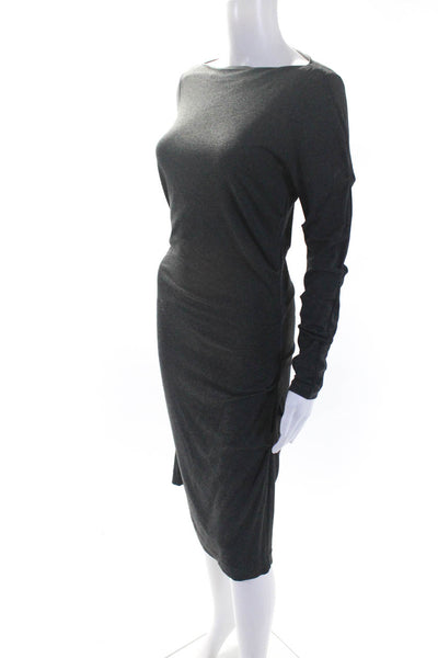 Nicole Miller Collection Womens Gray Ruched Long Sleeve Bodycon Dress Size S