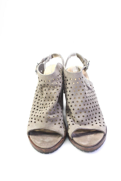 Rag & Bone Womens Taupe Suede Cut Out Open Toe Heels Sandals Shoes Size 40