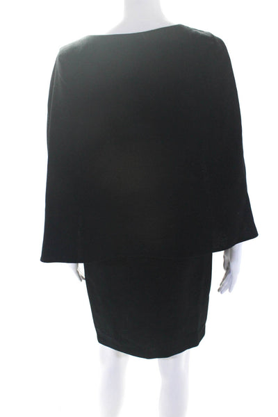 Mademoiselle Womens Side Zip Scoop Neck Capelet Shift Dress Black Size 2