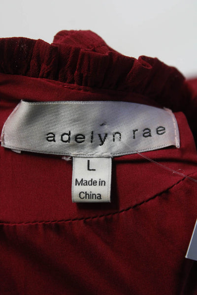 Adelyn Rae Womens Back Zip Short Sleeve Crew Neck Midi Shift Dress Red Large