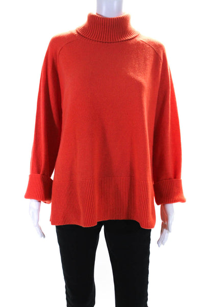 Reiss Womens Wool Knit Long Sleeve Turtleneck Sweater Top Orange Size M